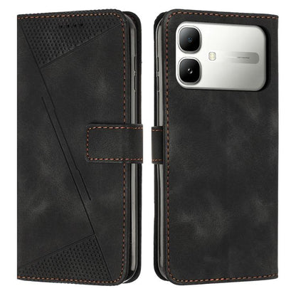 Black leather-style flip phone wallet case with card slot and perforated pattern
