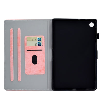 Gray interior folio case with pink card slot pocket and anti-slip strip