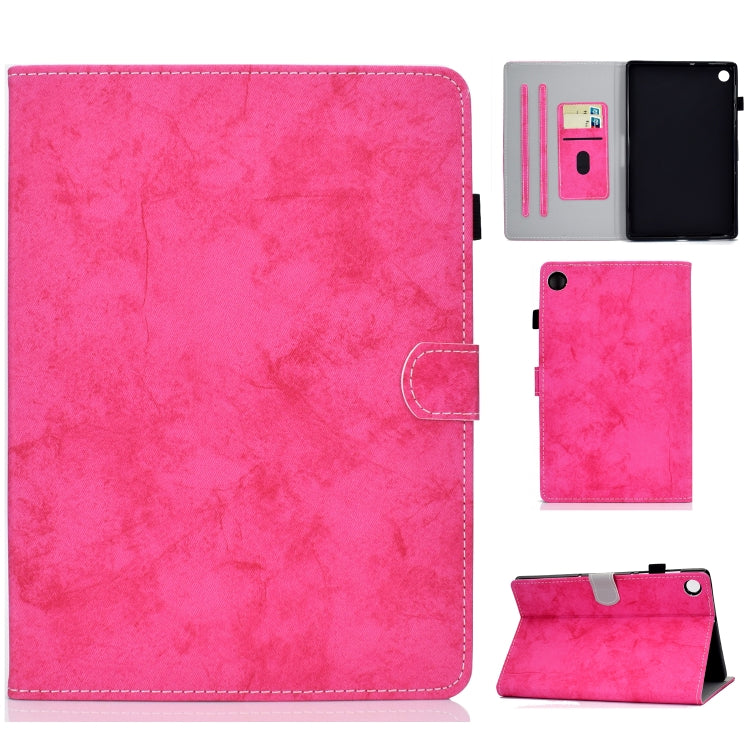 Pink marble-texture folio tablet case set with card slot, pen slot, and stand