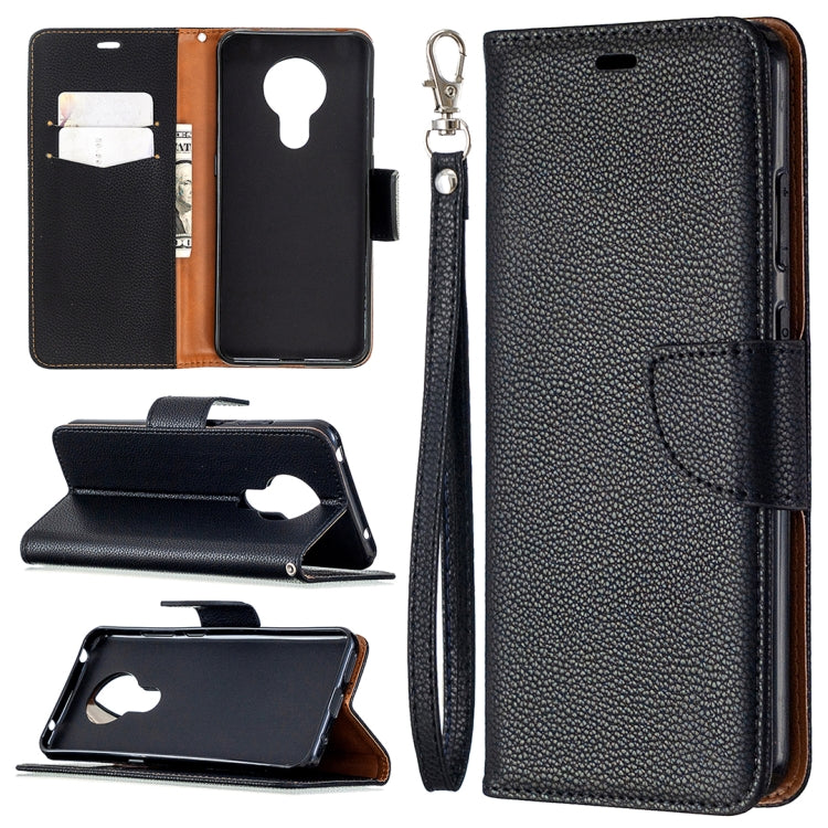 Textured leather phone wallet case with flip cover, card slots, and lanyard strap.