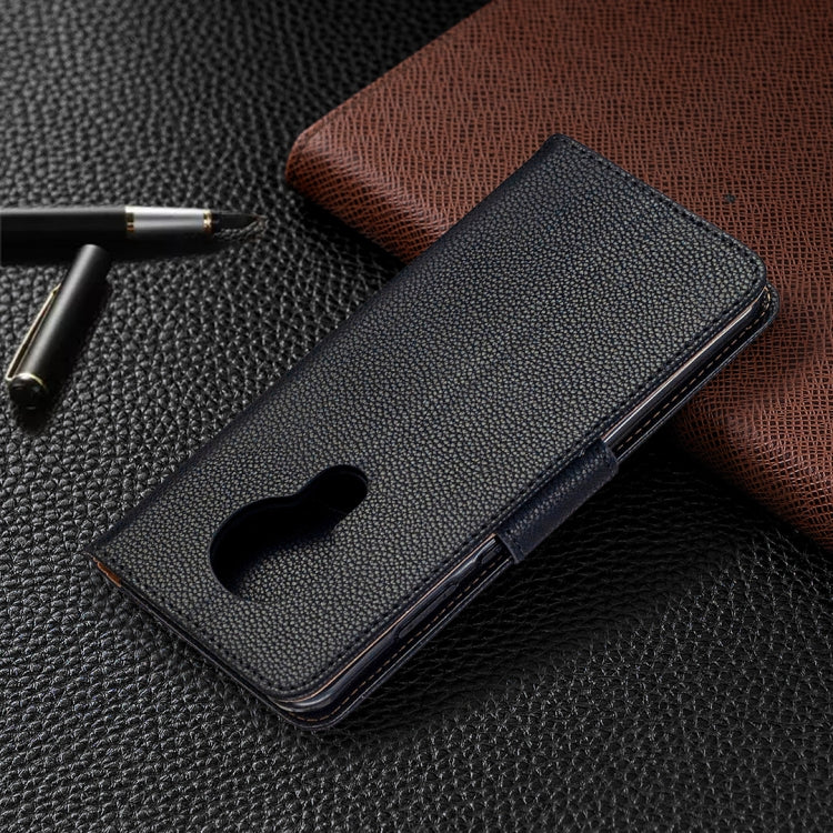 Textured leather phone wallet case with flip cover and camera cutout window.