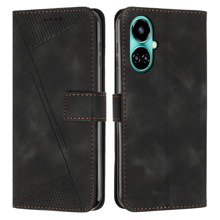 Black leather phone case with triangle texture, card slot, and camera cutout
