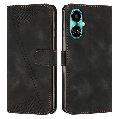 Black leather phone case with triangle texture, card slot, and camera cutout