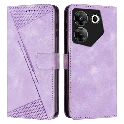 Lavender leather phone case with lanyard, flip cover, card slot, and camera cutouts.