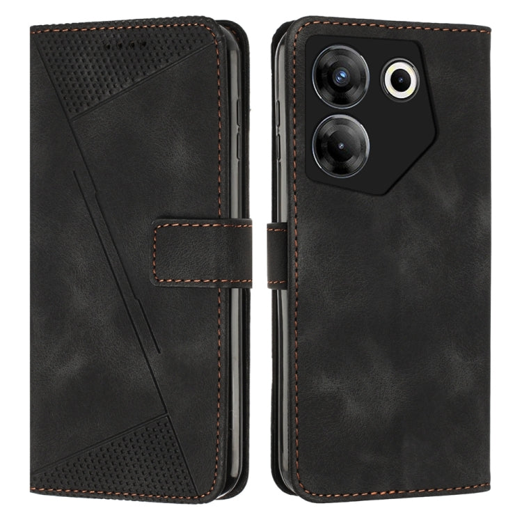 Black leather phone case with lanyard, flip cover, card slot, and camera cutouts.