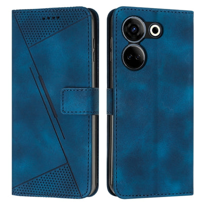 Blue leather phone case with lanyard, flip cover, and camera cutouts.