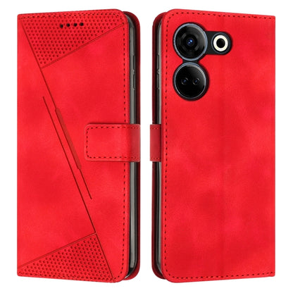 Red leather phone case with lanyard, flip cover, card slot, and camera cutouts.