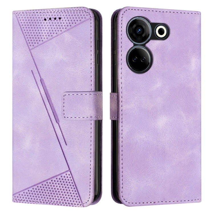 Lavender leather phone case with lanyard, flip cover, card slot, and camera cutouts.