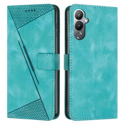 Teal leather flip phone case with perforated triangle panel and card slot