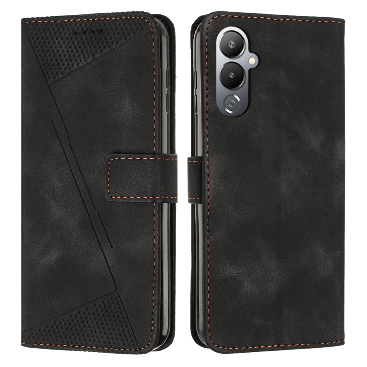 Black leather flip phone case with perforated triangle panel and card slot