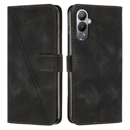 Black leather flip phone case with perforated triangle panel and card slot