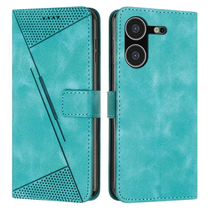 Green leather-style phone wallet case with perforated panel, card pocket, and magnetic flap.