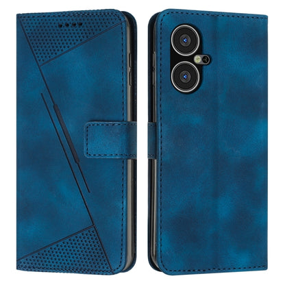 Blue leather flip phone case with card slot and camera cutout