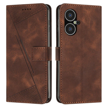 Brown leather flip phone case with card slot and camera cutout