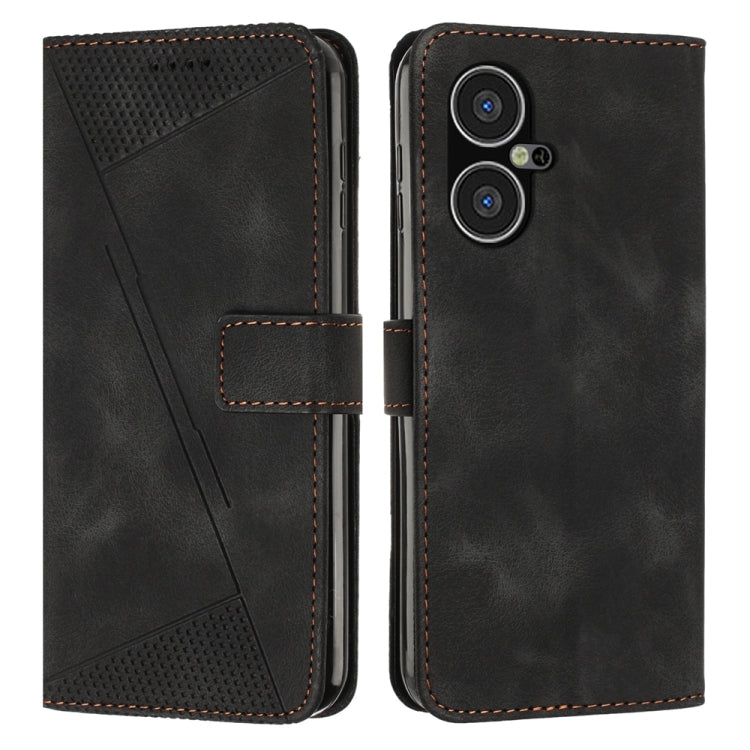 Black leather flip phone case with card slot and camera cutout