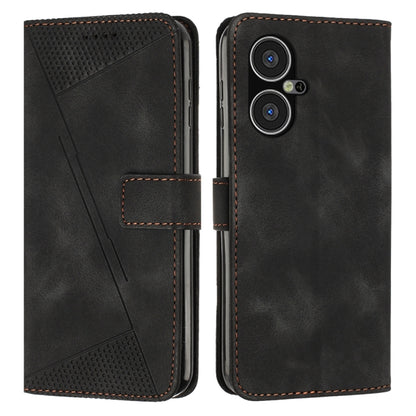 Black leather flip phone case with card slot and camera cutout