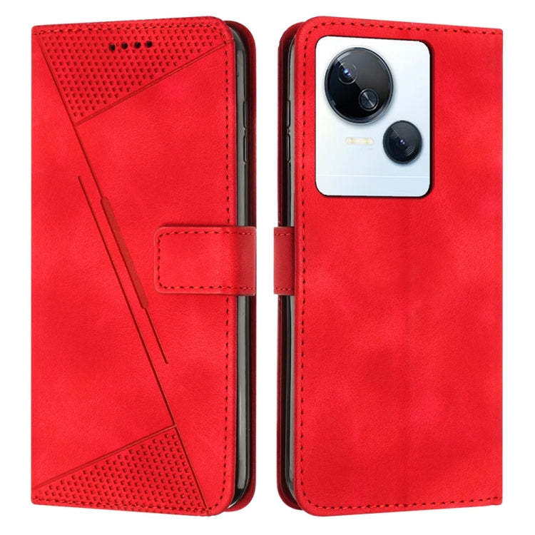Red leather wallet phone case with magnetic flap and stitched card holder