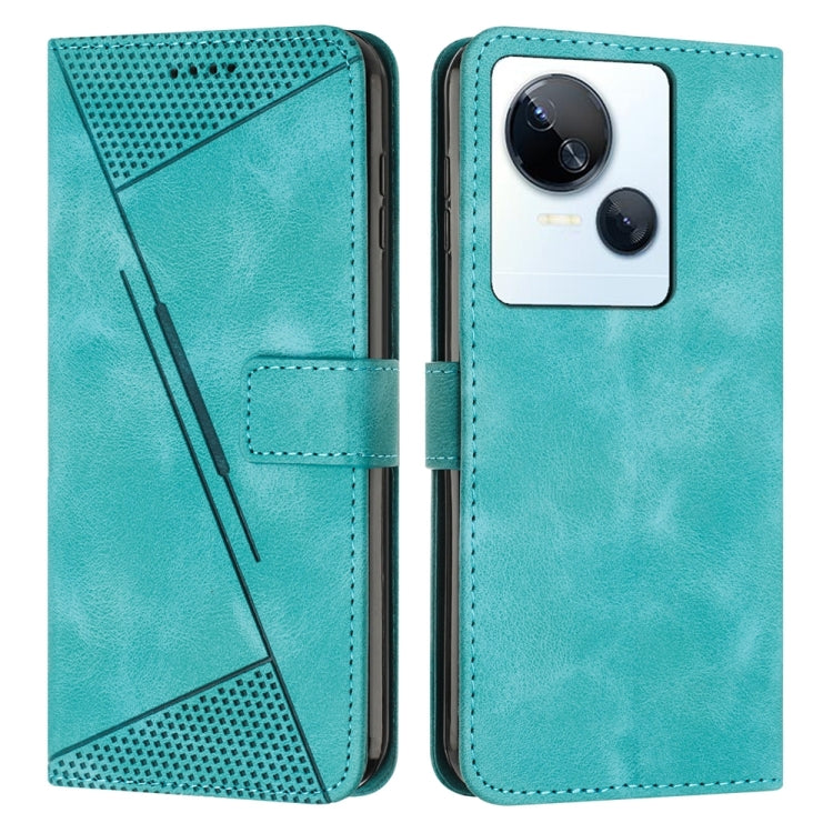 Teal leather wallet phone case with magnetic flap and stitched card holder