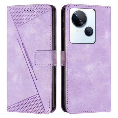 Purple leather wallet phone case with magnetic flap and stitched card holder