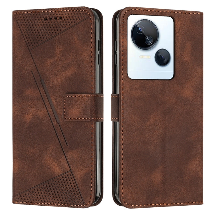 Brown leather wallet phone case with magnetic flap and stitched card holder