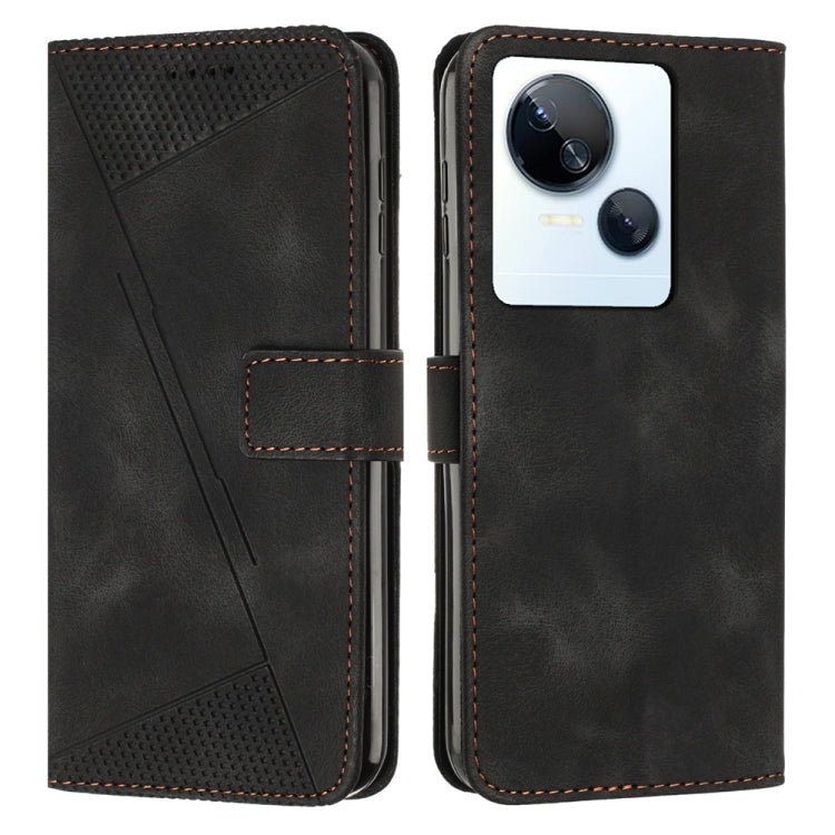 Black leather wallet phone case with magnetic flap and stitched card holder