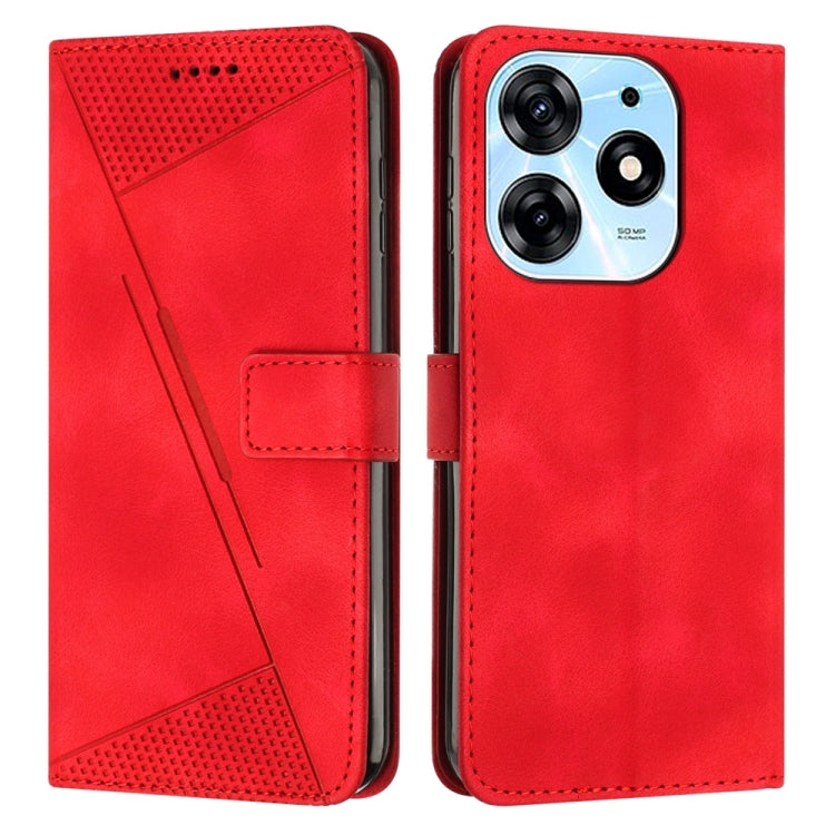 Red leather flip phone case with card slot and textured top panel