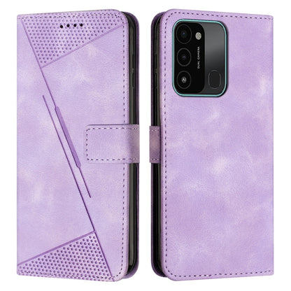 Lavender leather phone case with magnetic flap, card slot, camera cutout, perforated triangle