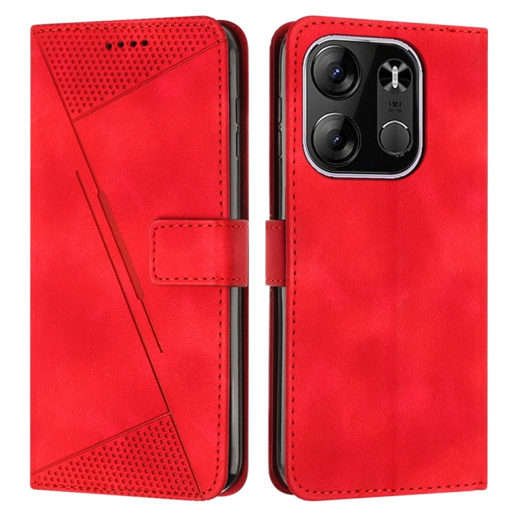 Red leather flip phone case with card slot and textured top panel