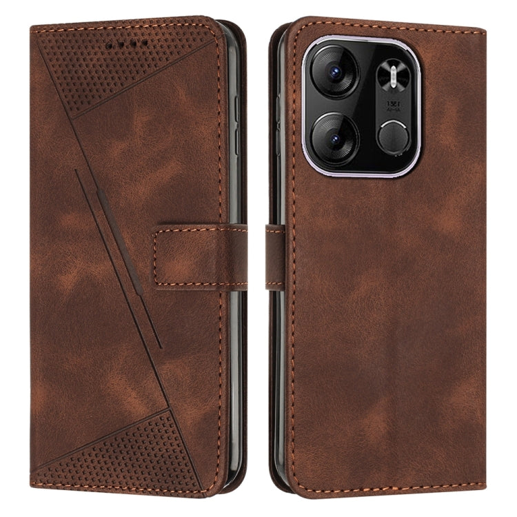 Brown leather flip phone case with card slots and textured pattern panel