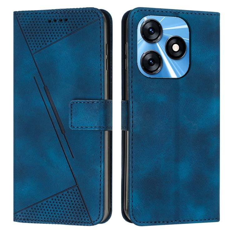 Blue leather wallet phone case with camera cutout and stitched card holder