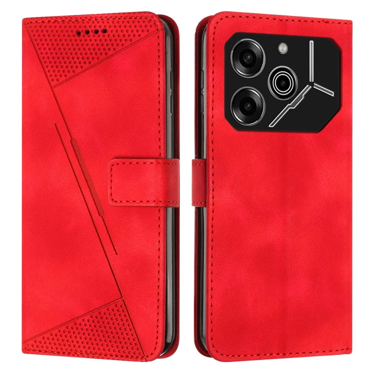 Red leather wallet phone case with magnetic flap, card slot, and camera cutout.