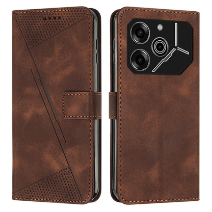 Brown leather wallet phone case with magnetic flap and card slot, showing camera panel.