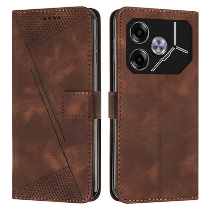Brown leather folio phone case with textured panel, stitched edges, and camera cutout