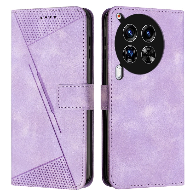 Lavender leather wallet phone case with magnetic flap, card slot, and camera cutout.