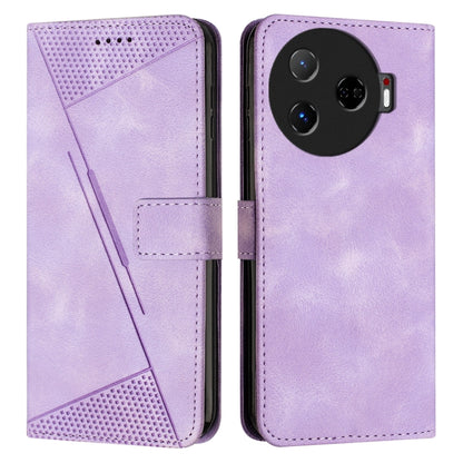 Purple leather folio phone case with textured panel and stitched edges, camera cutout