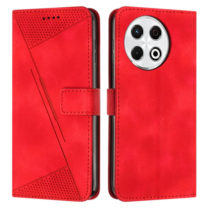 Red flip leather phone case with perforated panel, stitched edges, and camera cutout