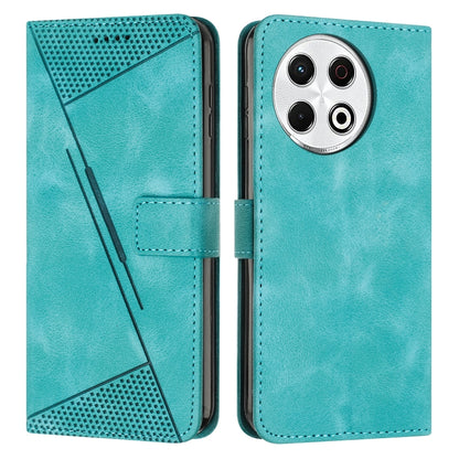 Teal flip leather phone case with perforated panel, stitched edges, and camera cutout