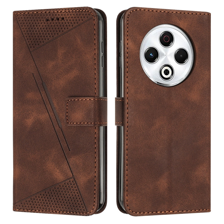 Brown leather phone case with folio flap, perforated texture, and circular camera cutout