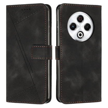 Black leather phone case with folio flap, perforated texture, and circular camera cutout