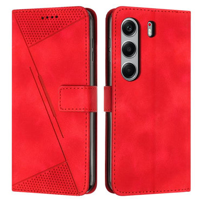 Red leather phone wallet case with textured top and stitched flip cover.
