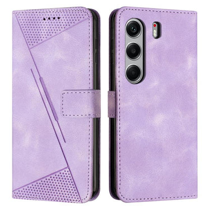 Lavender leather phone wallet case with textured top and stitched flip cover.