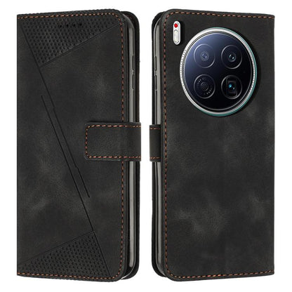 Black leather phone wallet case with textured panel and stitched flip cover.