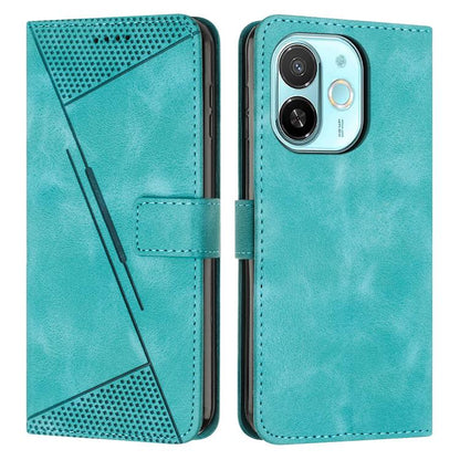 Teal leather wallet phone case with diagonal stripe, perforated panel, and card slot