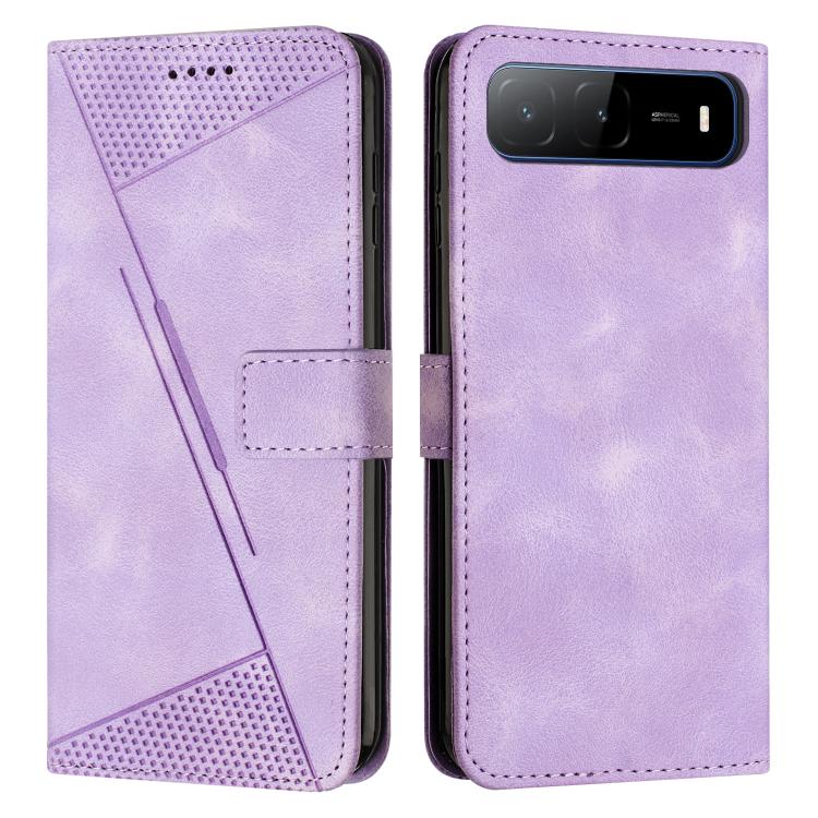 Purple leather phone case with folio flap and camera window at the top