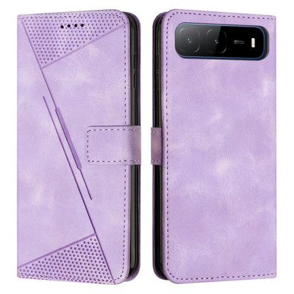 Purple leather phone case with folio flap and camera window at the top