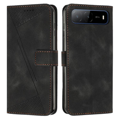 Black leather phone case with folio flap and camera window at the top