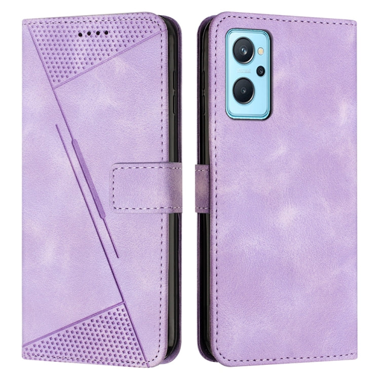 Lavender triangle leather phone case with lanyard strap, folio design, card holder and camera cutout