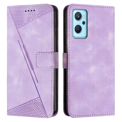 Lavender triangle leather phone case with lanyard strap, folio design, card holder and camera cutout