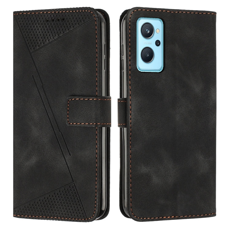 Black triangle leather phone case with lanyard strap, folio design, card holder and camera cutout