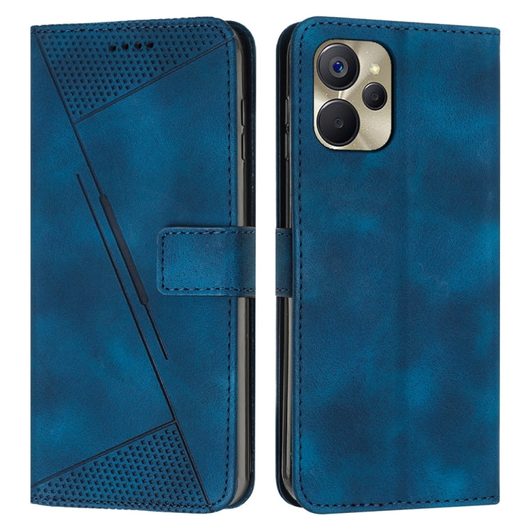 Blue leather phone case with lanyard, front flip cover and card slot detail